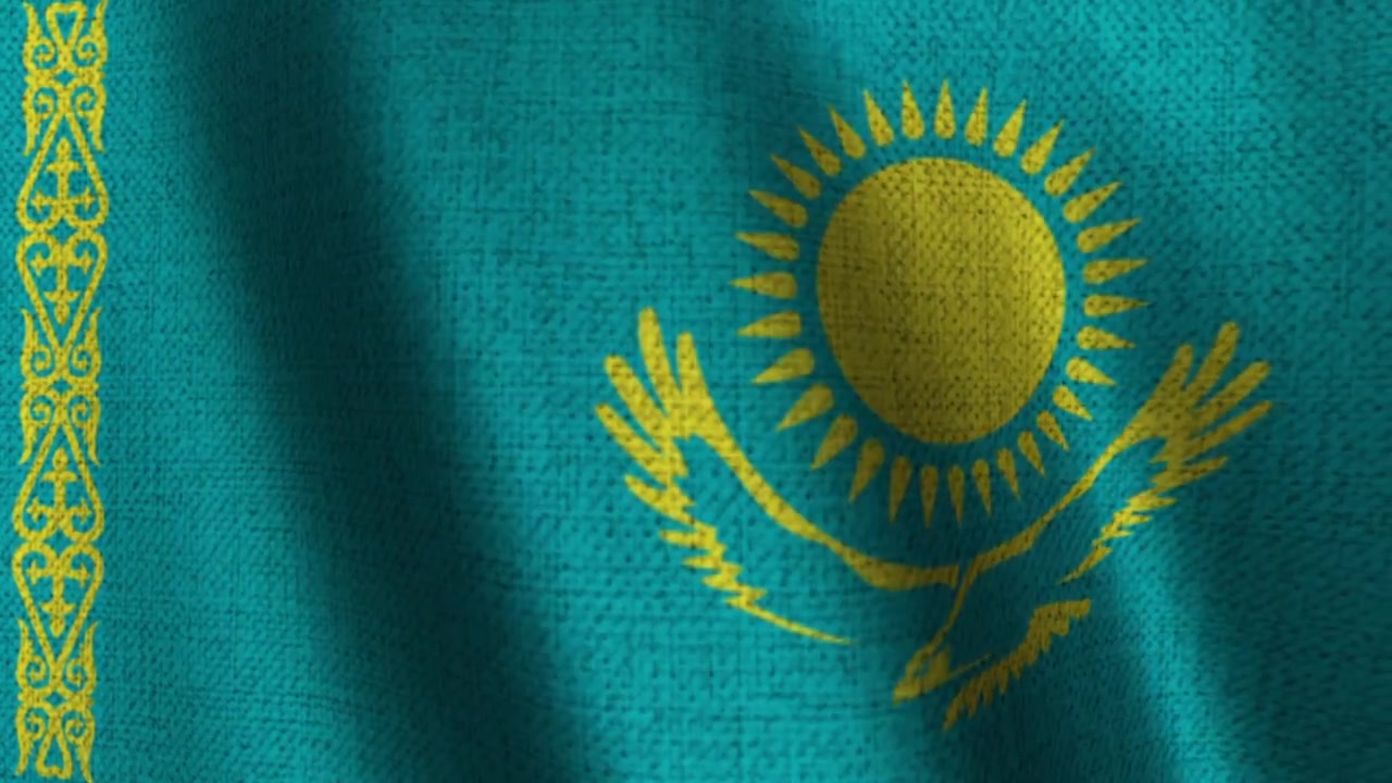 Texturerad bakgrund med Kazakstans flagga