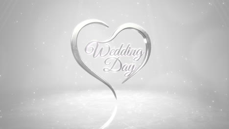 hochzeitstag mit silbernem luxusherz und konfetti