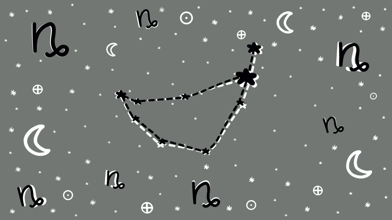 염소 자리 조디악 기호 기호 및 별자리의 손으로 그린 스톱 모션 애니메이션