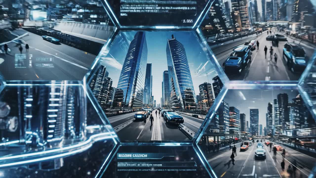 Futuristic Cityscape with Advanced Technology Interface