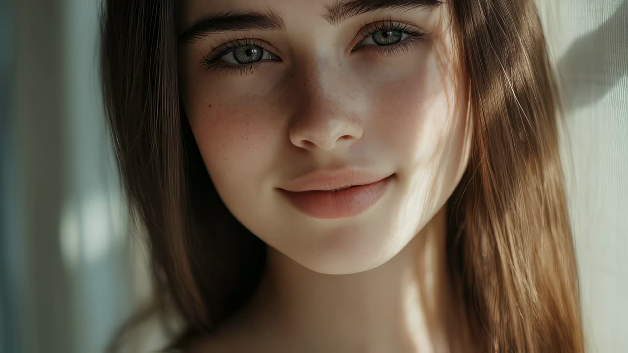 retrato de una mujer joven junto a la ventana