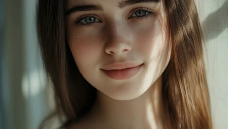 portrait of a young woman by the window