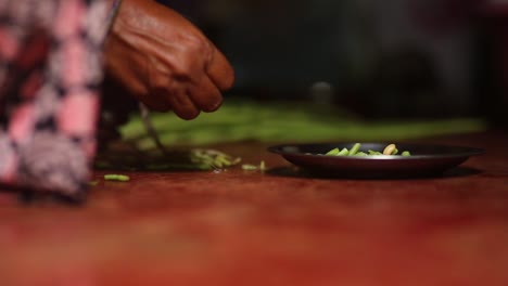 hands taking beans out of pod