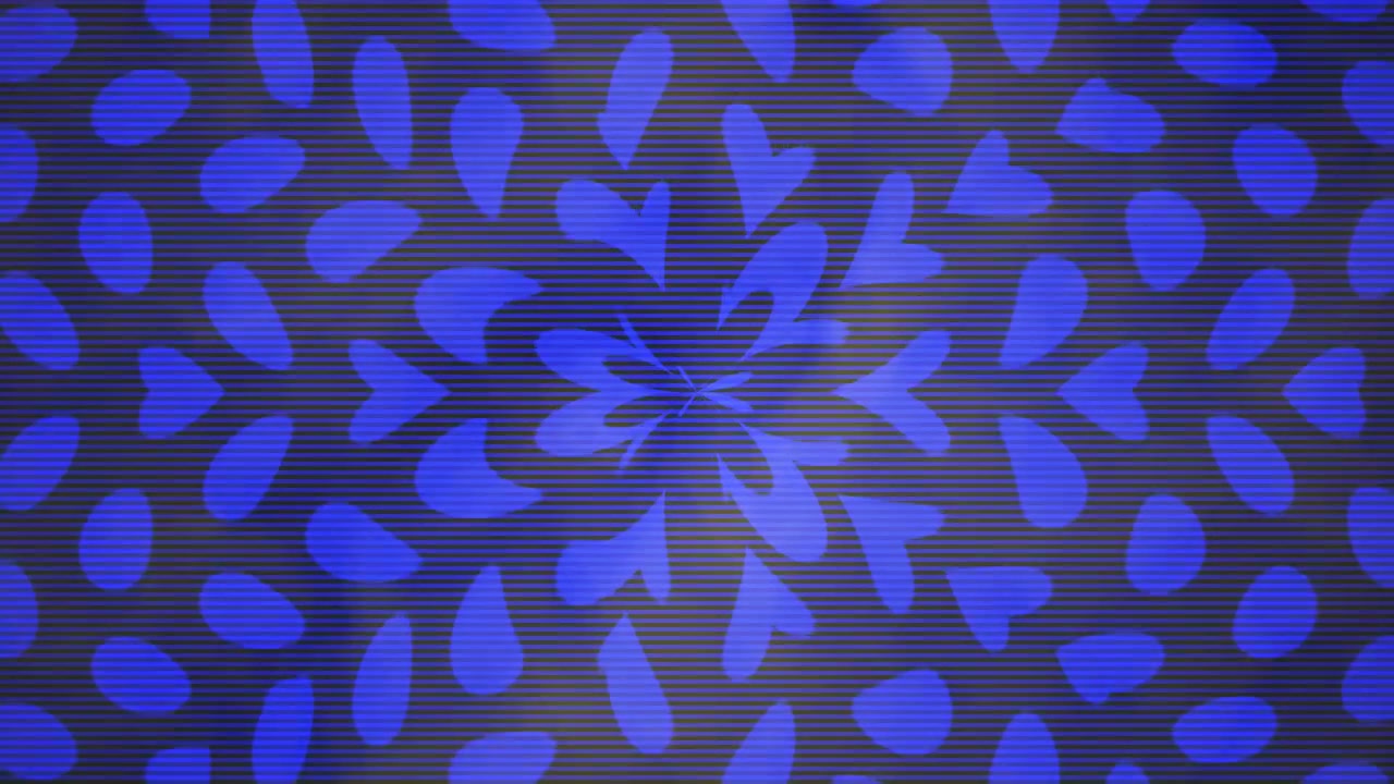 Motivo Blu Astratto con Forme di Cuore Pulsanti ed Effetto Scanline Retrò