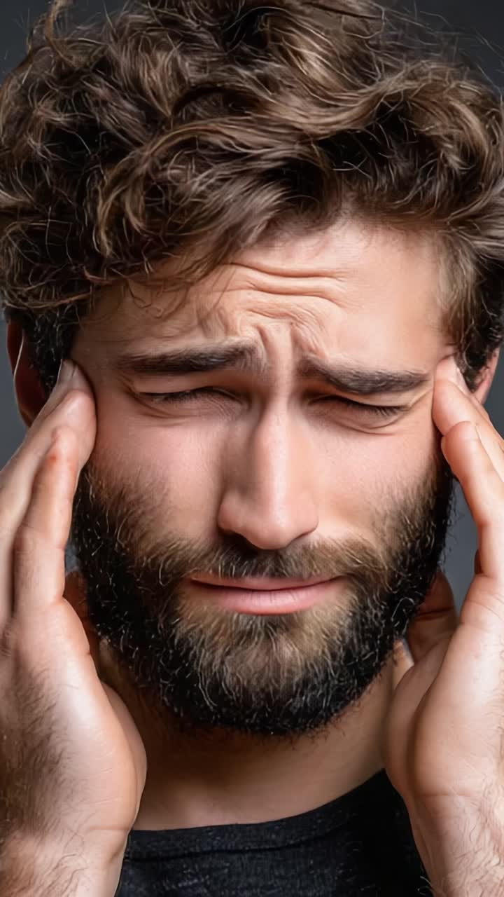 Un uomo che prova angoscia: catturare la lotta emotiva di dolore e ansia attraverso espressioni facciali e linguaggio del corpo