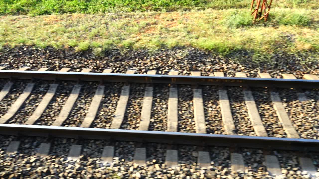 Railway track. Shooting in the movement