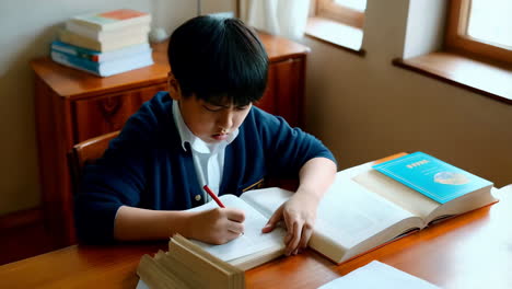niño que estudia en el hogar