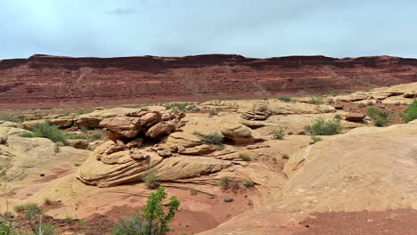 panorama of sandstone formations and canyons in scenic backcountry in central utah