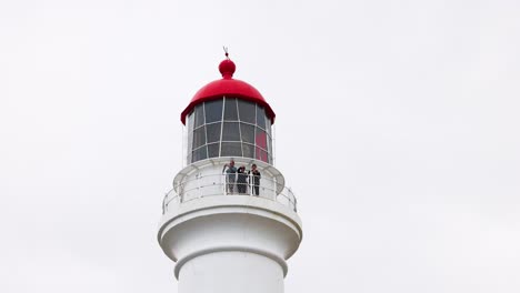 a static view of a lighthouse with a red top against a cloudy sky, captured at aireys inlet, victoria