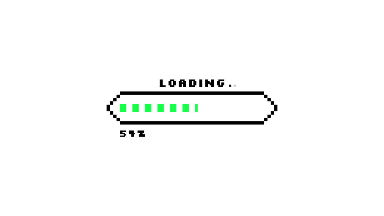 Pixel Art Loading Bar Animation with Percentage Progress