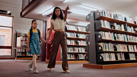 mother and daughter in library