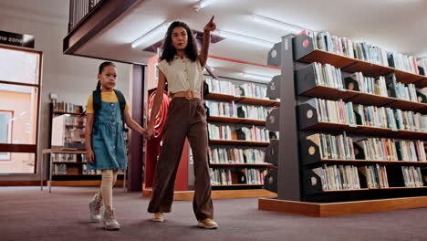 madre e hija en la biblioteca