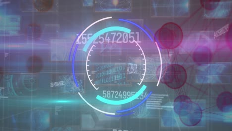 animación del procesamiento de datos financieros y la red de conexiones en todo el mundo y el paisaje urbano
