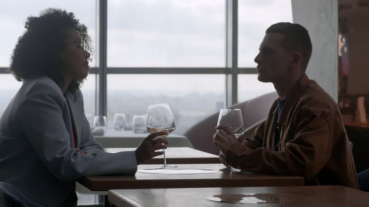 Couple Dining in Modern Restaurant