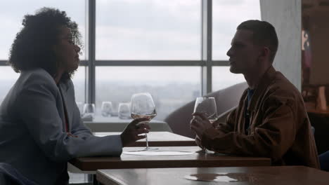 couple dining in modern restaurant