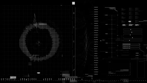 animación del procesamiento de datos sobre un fondo negro