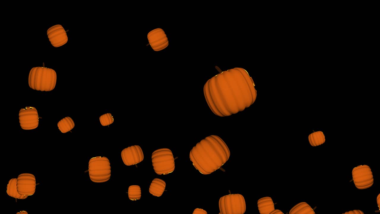 Halloween flying pumpkin isolated on black full autumn leaves garland holiday autumn festival scene