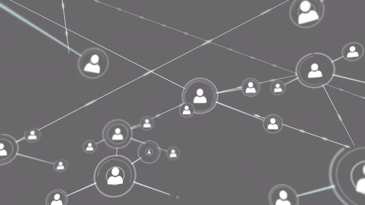 Animazione di una rete di connessioni su sfondo nero