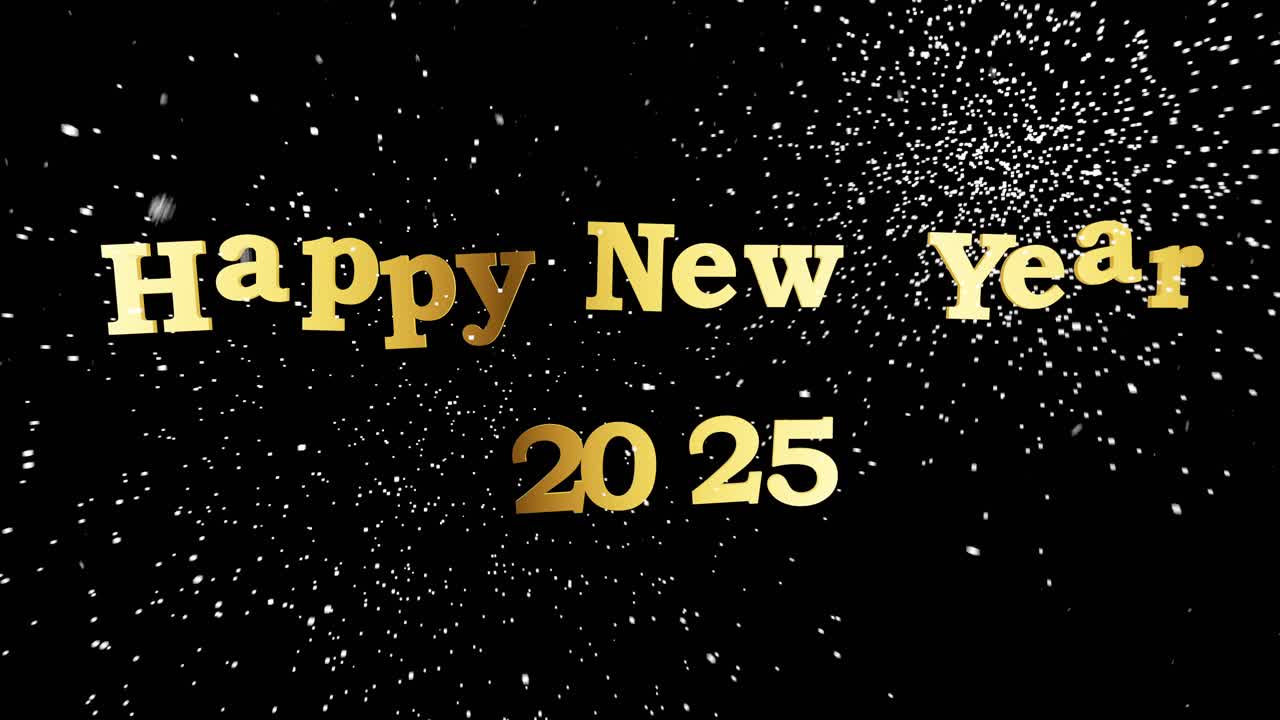 Happy New Year 2025 With Black Background