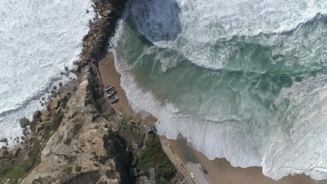 aerial view of the cliff and wave