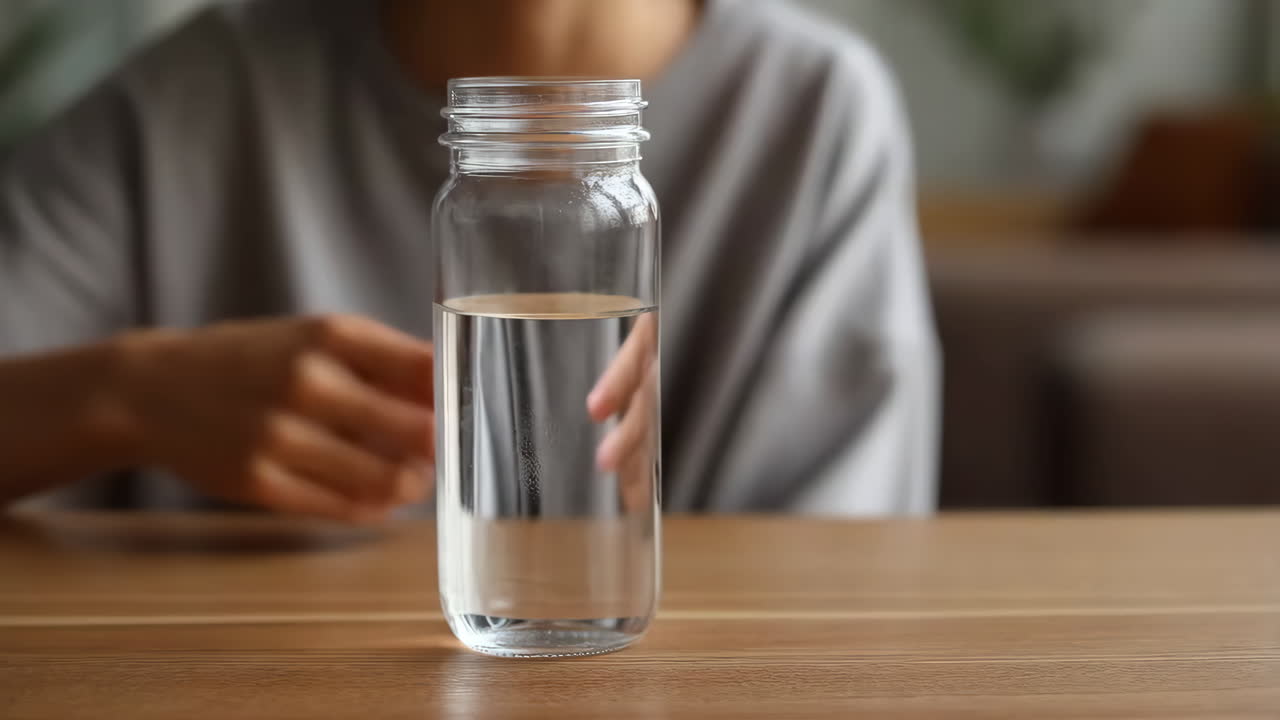 persona bebiendo agua de un vaso