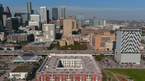 aerial view of downtown houston and surrounding area