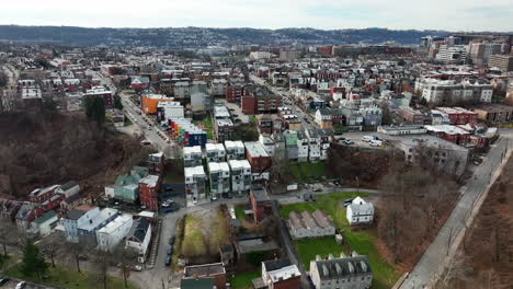 aerial of urban city in usa