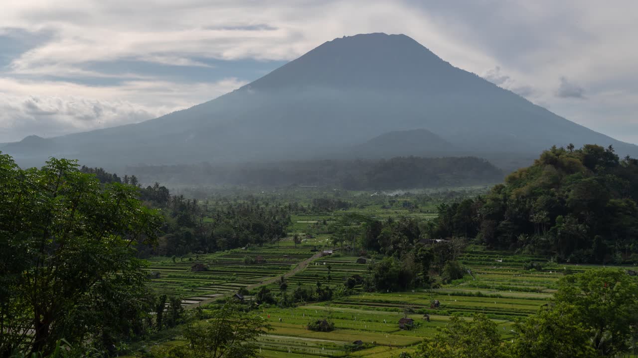 Volcanic Landscape with Rice Paddies