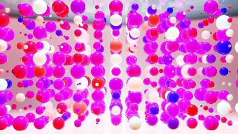 composición abstracta de bolas de colores en el aire, que se iluminan al azar y se reflejan entre sí. esferas multicolores en el aire como simple fondo de luz geométrica con efectos de luz en la habitación de luz