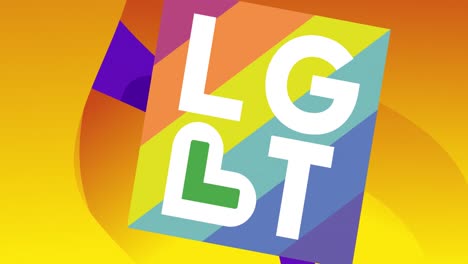 Animation-of-lgbt-text-on-yellow-and-blue-background