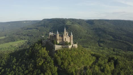 close up aerial shot of hohenzollern castle