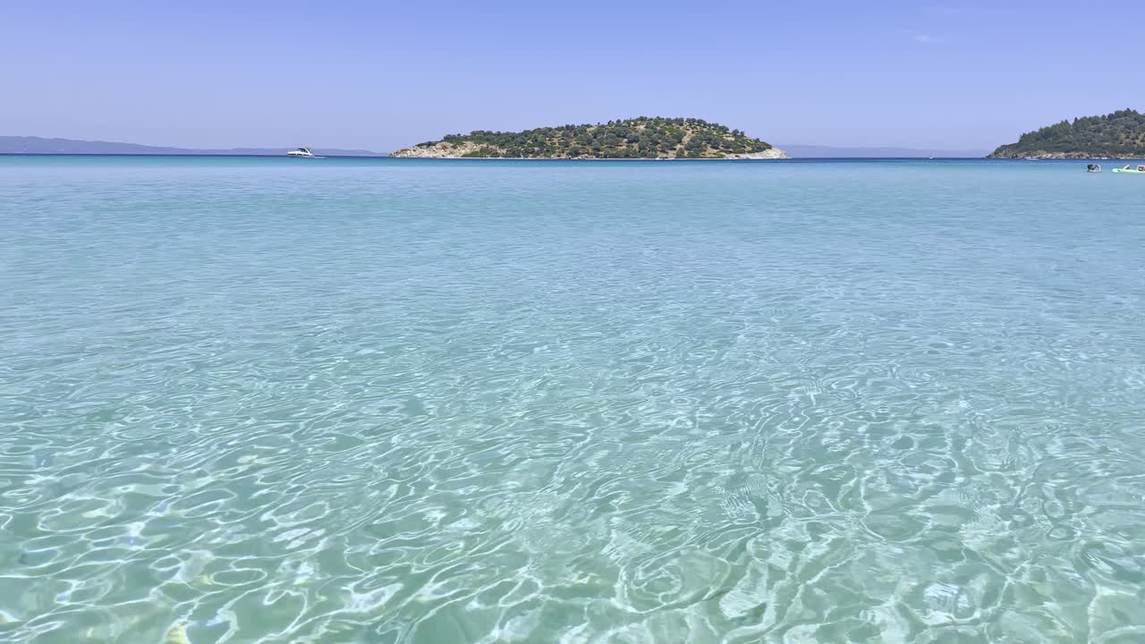 Clean blue flag beaches of Halkidiki Peninsula, Greece