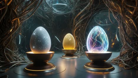 futuristic eggs exhibit