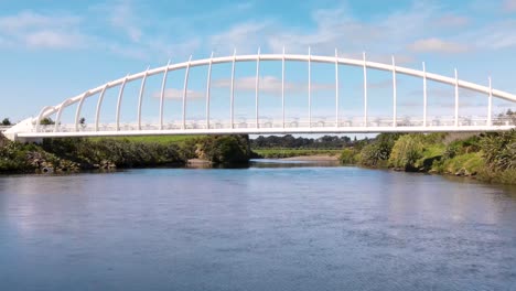 te rewa rewa bridge with unique structure over waiwhakaiho river at new plymouth in new zealand