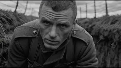 world war i soldier in trench
