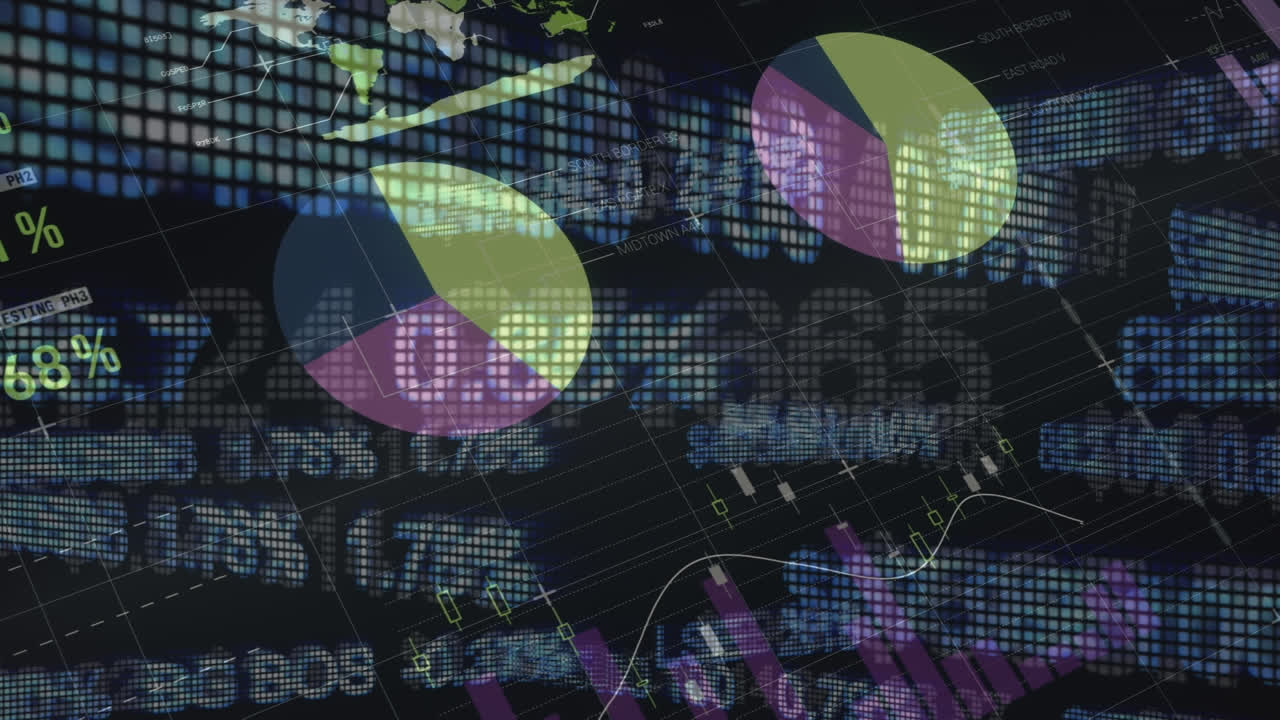 animación del procesamiento de datos financieros sobre un fondo negro