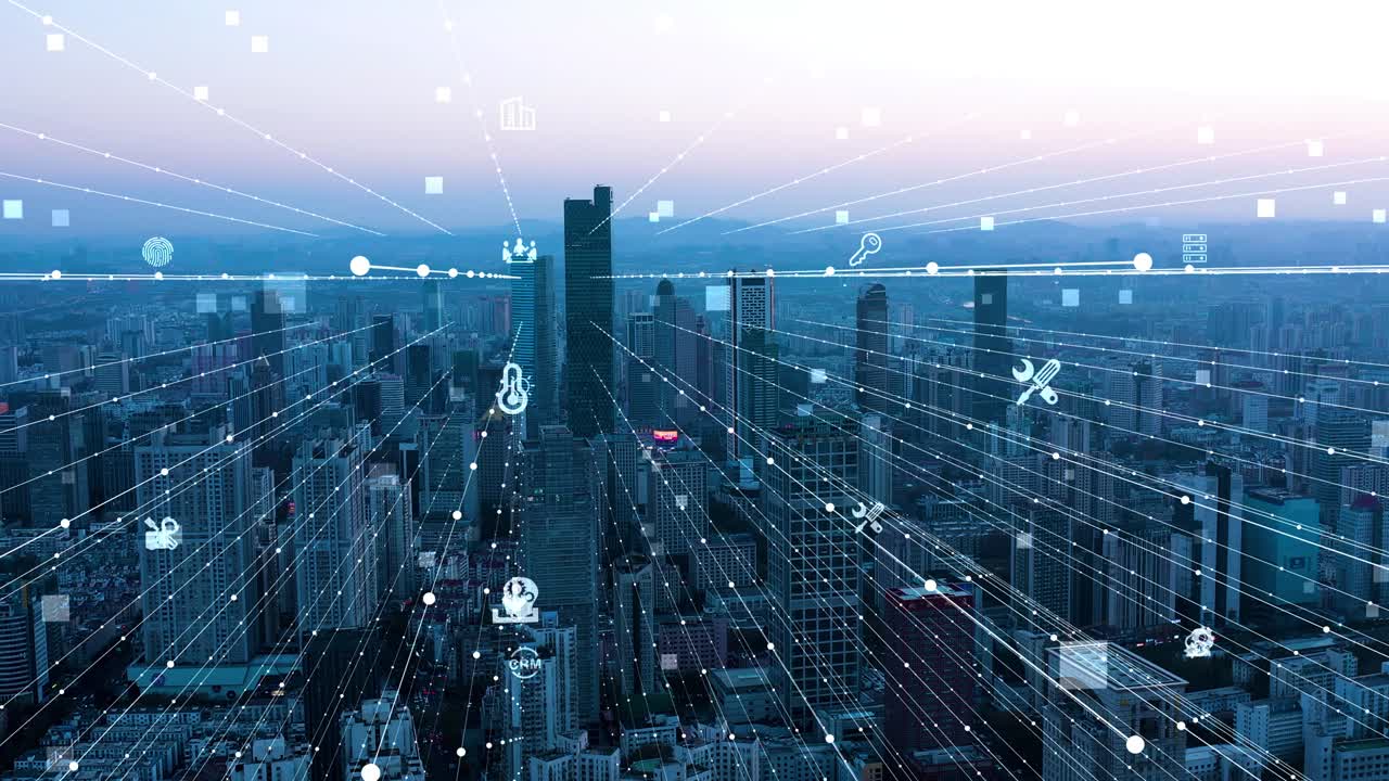 ciudad moderna con concepto de conexión de red inalámbrica