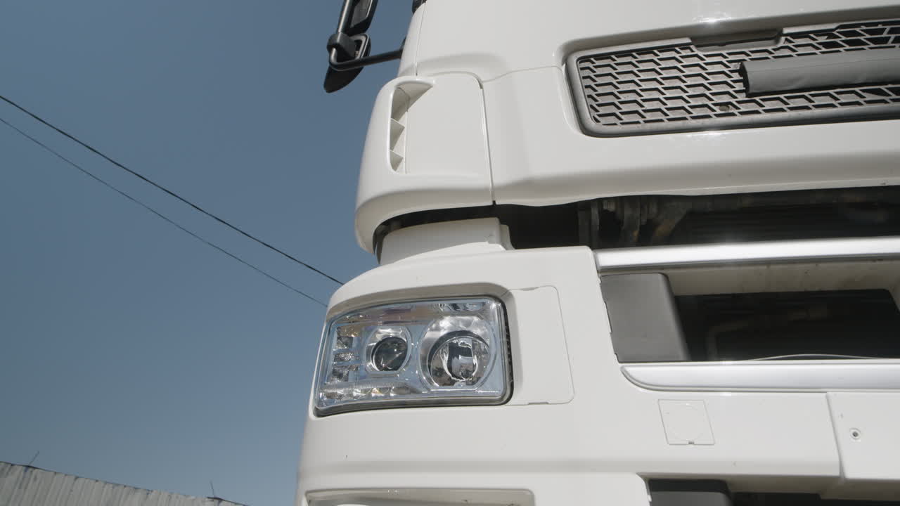 Close-up of a White Truck Headlight