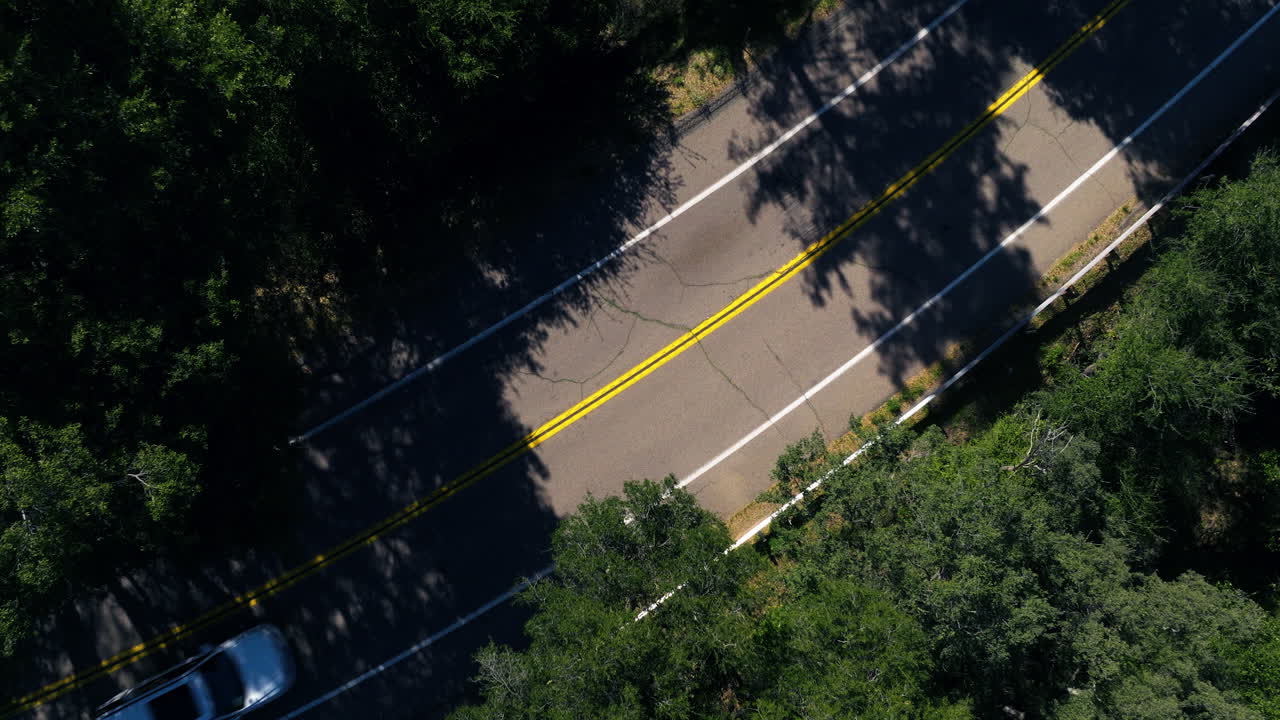 Top Down View Of Car Driving In Palomar Divide Road In California, USA - Drone Shot