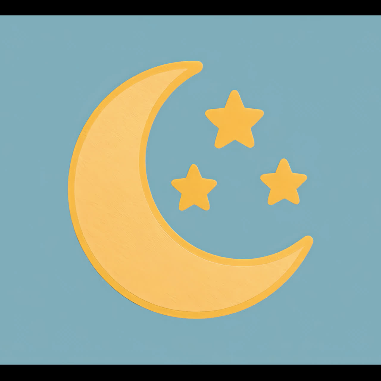 Crescent moon with three stars animation isolated asset, transparent 4K video, alpha channel, ProRes