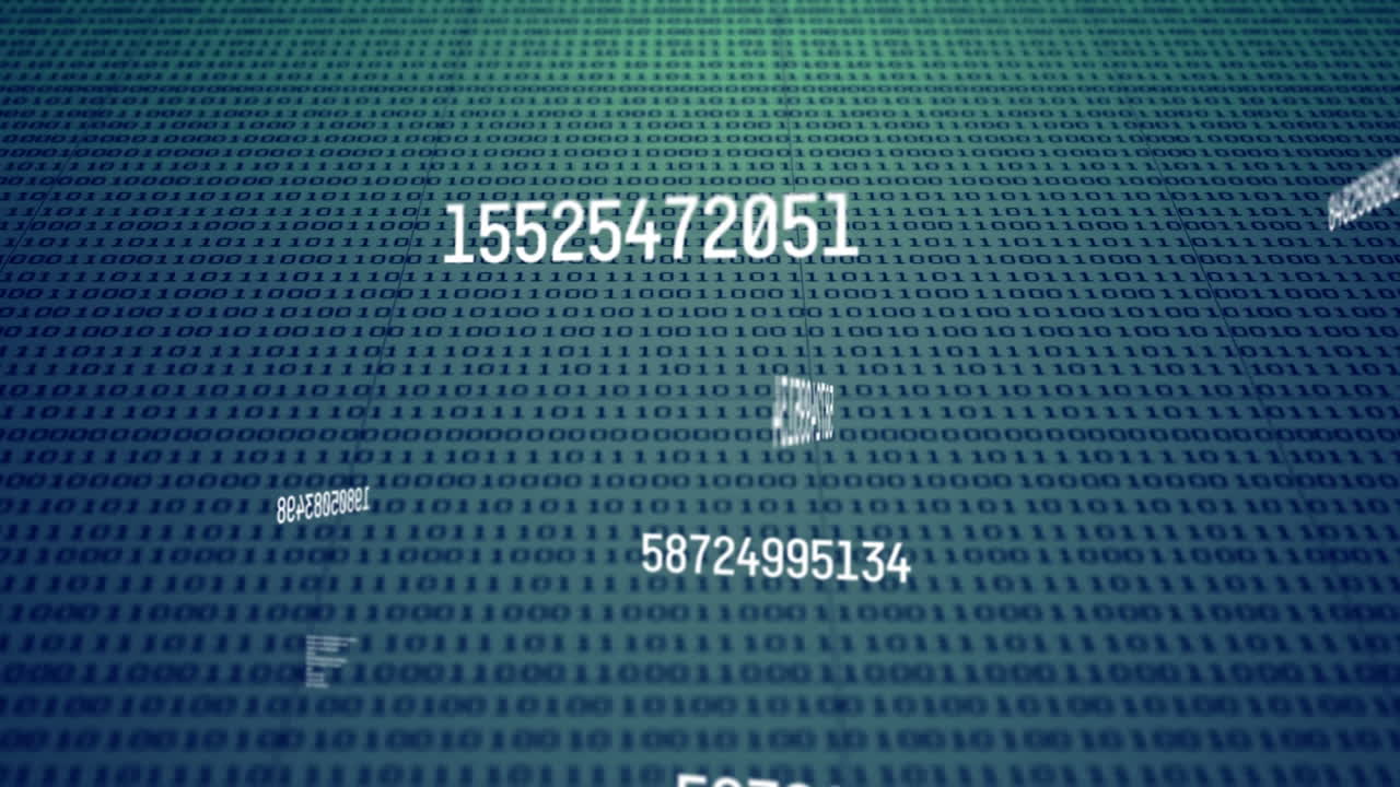 Animation of numbers changing data processing with binary coding