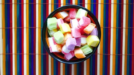 colorful gummy candy in a bowl