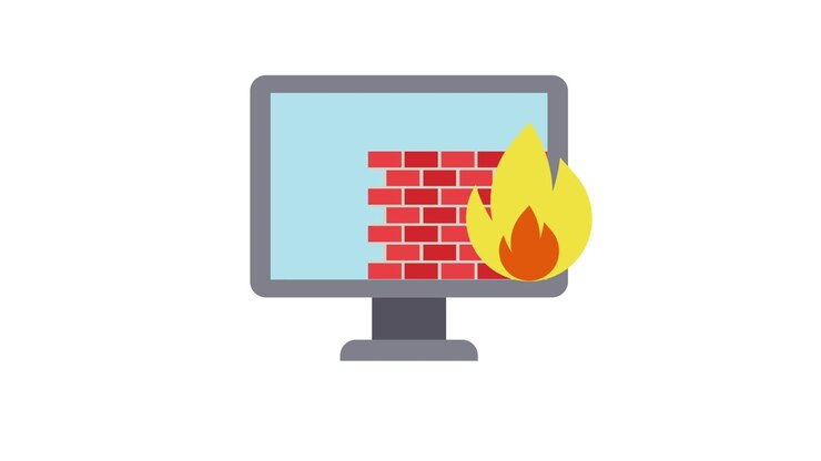 Firewall Animato che Protegge un Monitor da una Minaccia