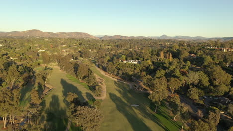 aerial drone video over a golf course in rancho santa fe, california