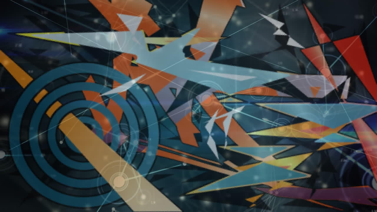 추상적인 모양으로 연결된 네트워크의 애니메이션