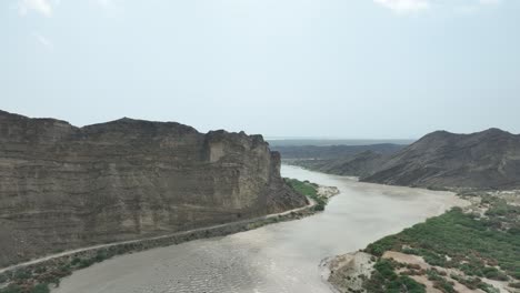 hingol river cliffs at balochistan, pakistan - aerial