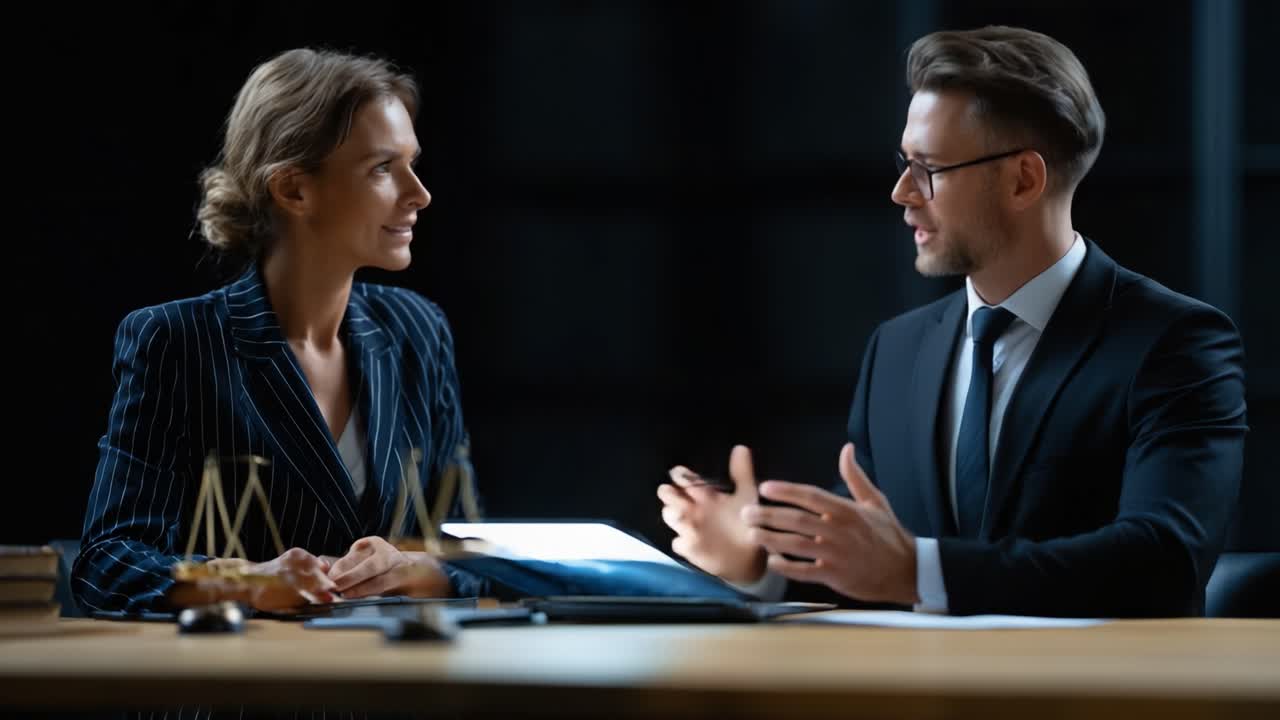 A Professional Dialogue Unfolds: Two Business Partners Engage in a Serious Conversation in a Modern Office Setting
