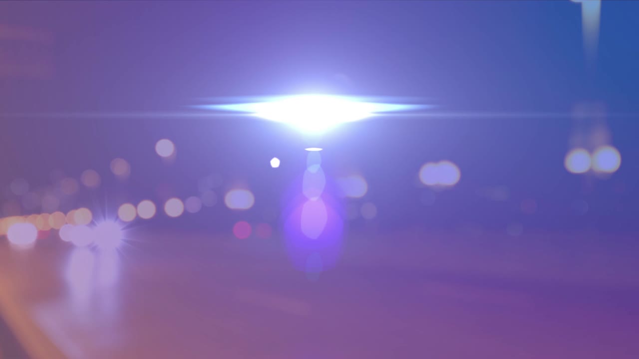 animación de luces parpadeantes sobre una carretera