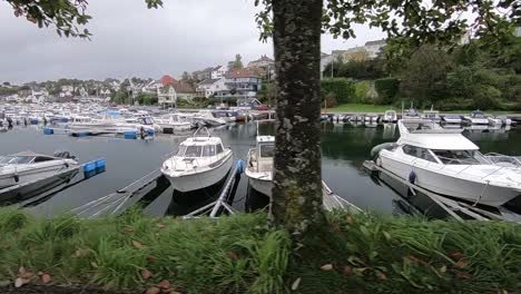 small boat harbor a fall day