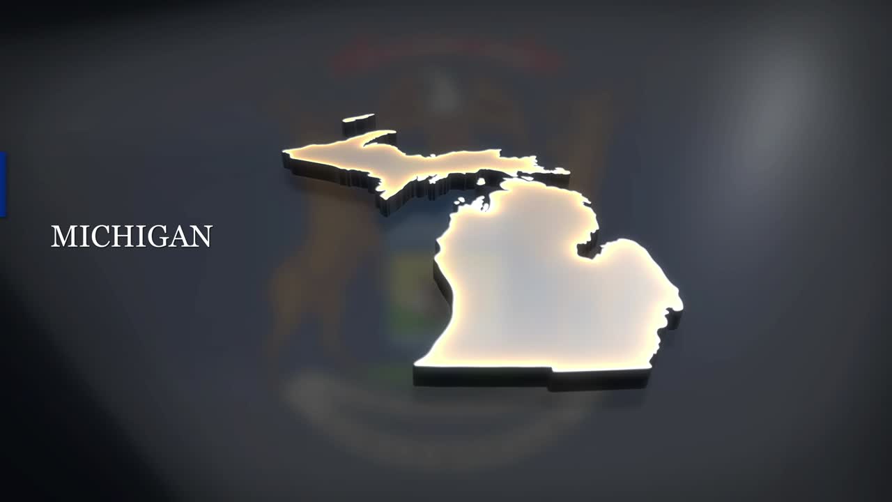 미시간의 3d 애니메이션 지도